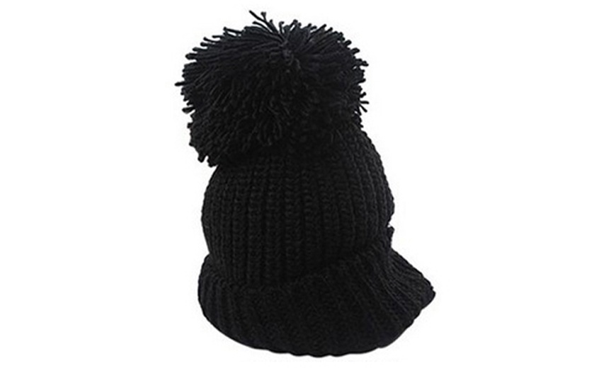 Image 8: Knit Wool Bobble Hat