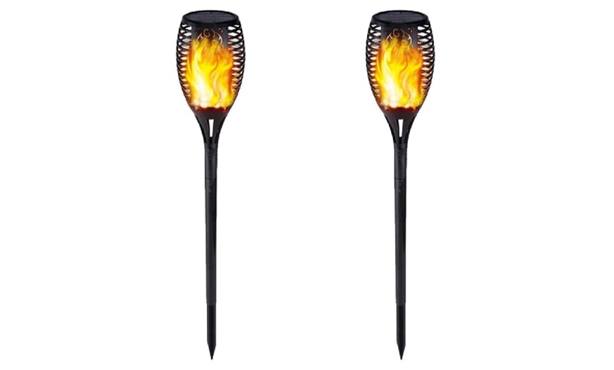 Image 14: Solar LED Flickering Flame Torch Light