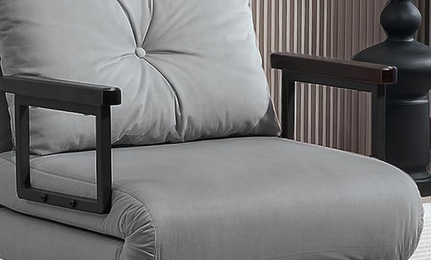 Image 9: HomCom 4-in-1 Chair Bed, Faux Suede & Velvet Feel