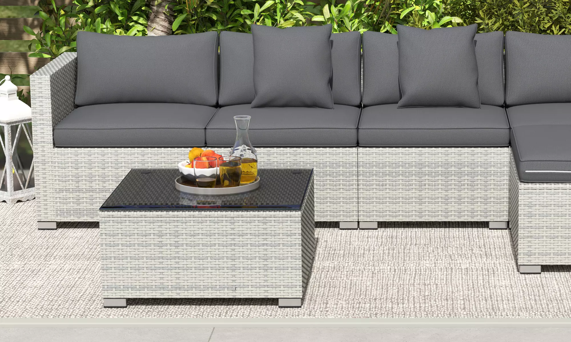 Outsunny Rattan-Effect Sofa Set, with a Coffee Table