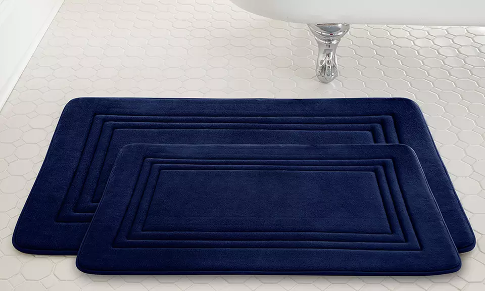 2-Piece Ultra Plush 17"x24" and 21"x34" Memory Foam Bath Mat Set - Primary Image