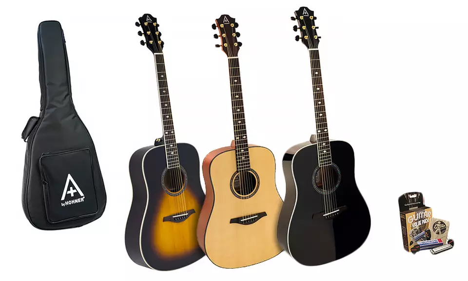Hohner AS355 Solid Top Dreadnought Acoustic Guitar with Accessory Pack  - Primary Image