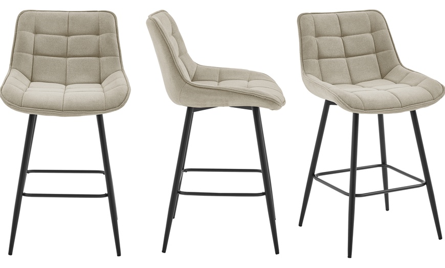 Image 2: Lot de 2 tabourets de bar en métal noir et tissu