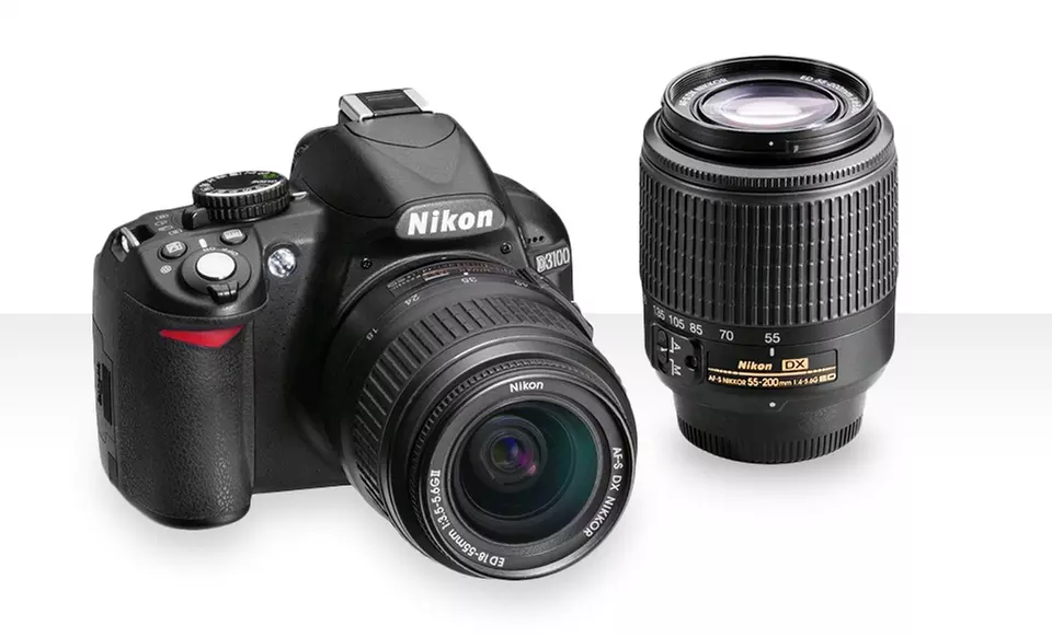 Nikon D3100 14MP DSLR Kit with 18-55mm and 55-200mm Lenses (Manufacturer Refurbished)  - Primary Image
