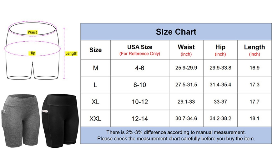 Image 2: Women Activewear Workout Bike Yoga Shorts Stretch Mid Thigh Leggings with Pocket