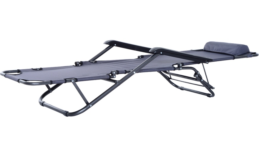 Image 19: Outsunny Two-in-One Foldable Lounger