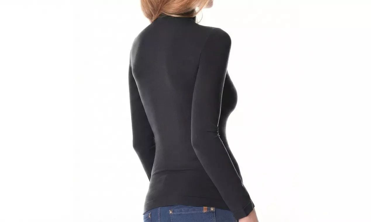 5er-Pack Damen-Thermounterhemd mit Fleece-Innenfutter & halbem Kragen