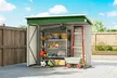 Outsunny Galvanised Steel Garden Storage Shed with Double & Side Doors in Green - Image 4