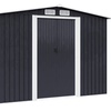 Image 7: Outdoor Black Garden Metal Storage Shed with Log Storage