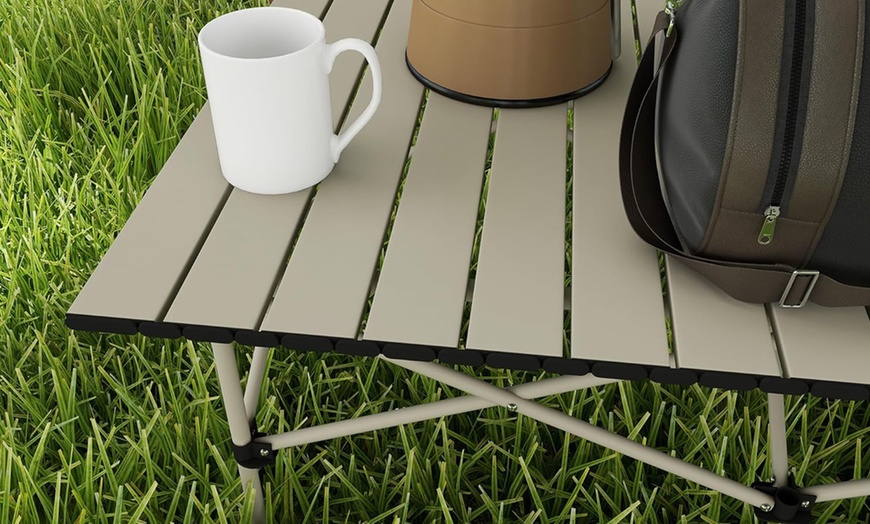 Image 11: Outsunny Two-Seater Portable Aluminium Table