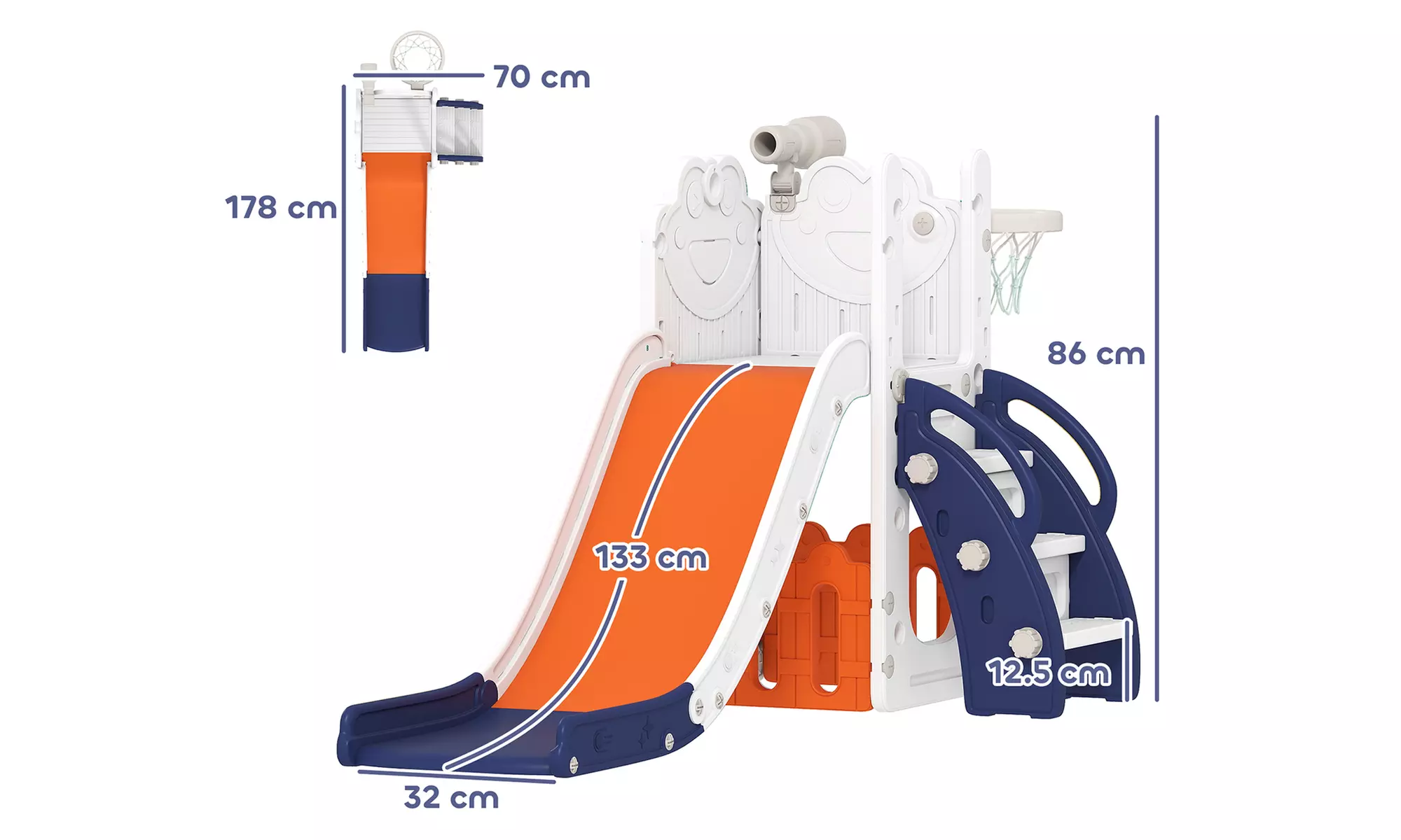 AIYAPLAY 5-in-1 Kids Slide Set with Telescope & Basketball Hoop