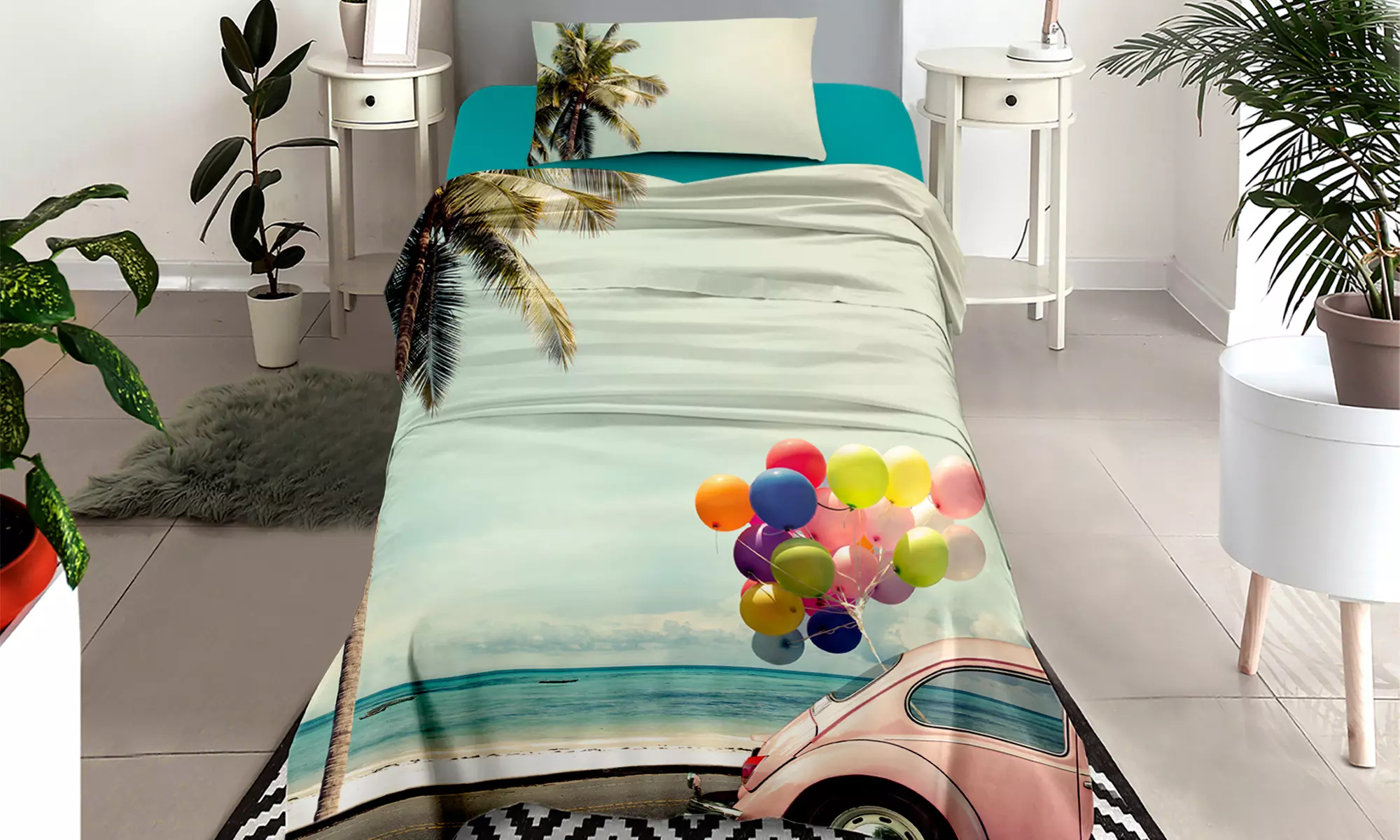 Completo lenzuola in cotone con stampa digitale