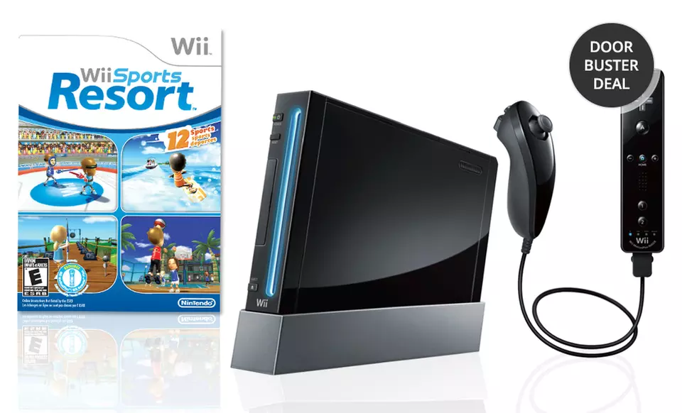 Nintendo Wii with Wii Sports Resort (Refurbished) in Black or White﻿. Free Returns.  - Primary Image