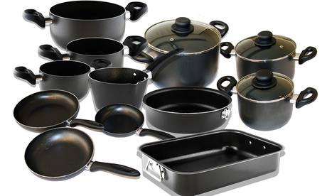 Batteria di pentole da 15 pezzi in alluminio antiaderente Made in Italy