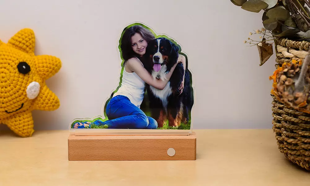 Foto-Nachtlicht mit Holzsockel