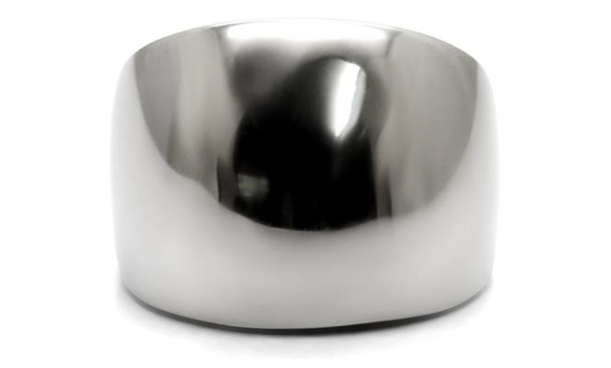 Image 3: Womens High Polished Stainless Steel Classic Tapered Band Fashion Ring