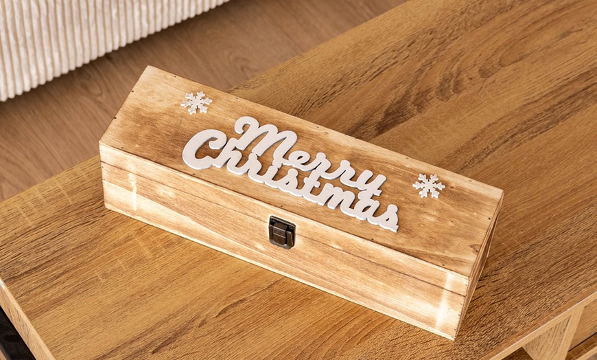 Image 13: Cassetta portabottiglie natalizia