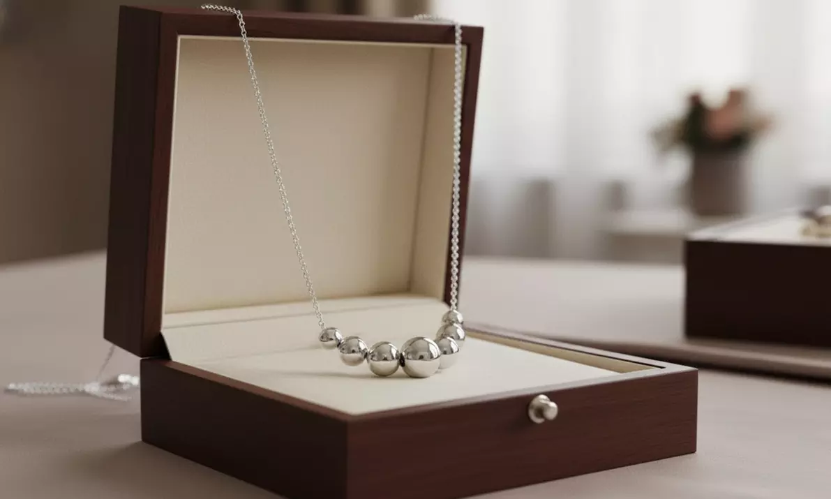 Italian Made Sterling Silver Graduated Ball Necklace