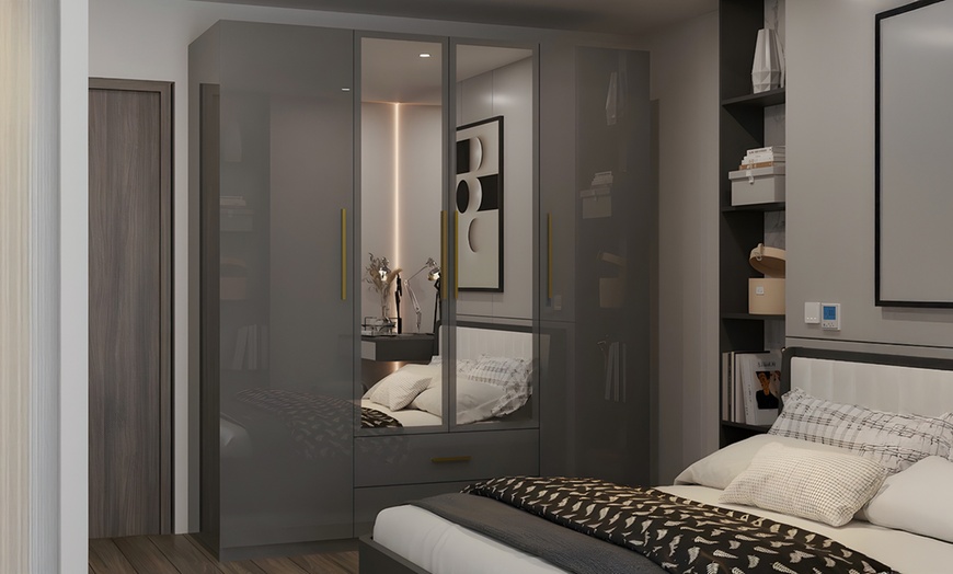 Image 9: High Gloss Wardrobe with Mirrored Door