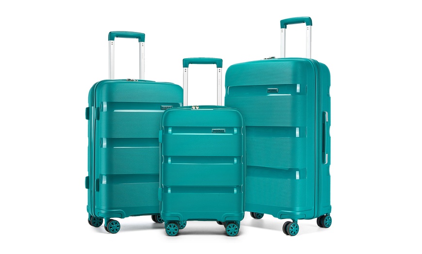 Image 4: Maleta o juego de maletas de ruedas ligeras con diseño estriado