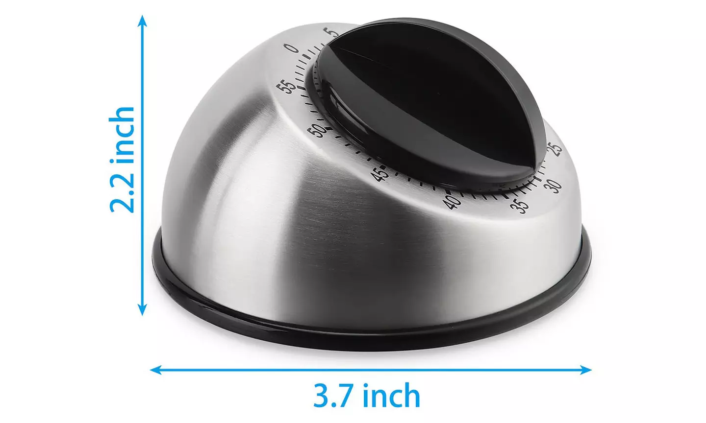 60 Minutes Stainless Steel Kitchen Timer Mechanical Wind- Up Timer - Second Medium