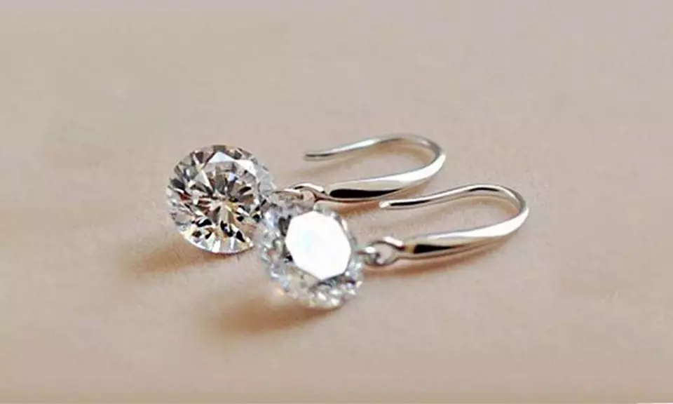 4.00 CTTW Sterling Silver Crystal Drop Earrings Made with Swarovski Elements by Mina Bloom
 - Second Medium