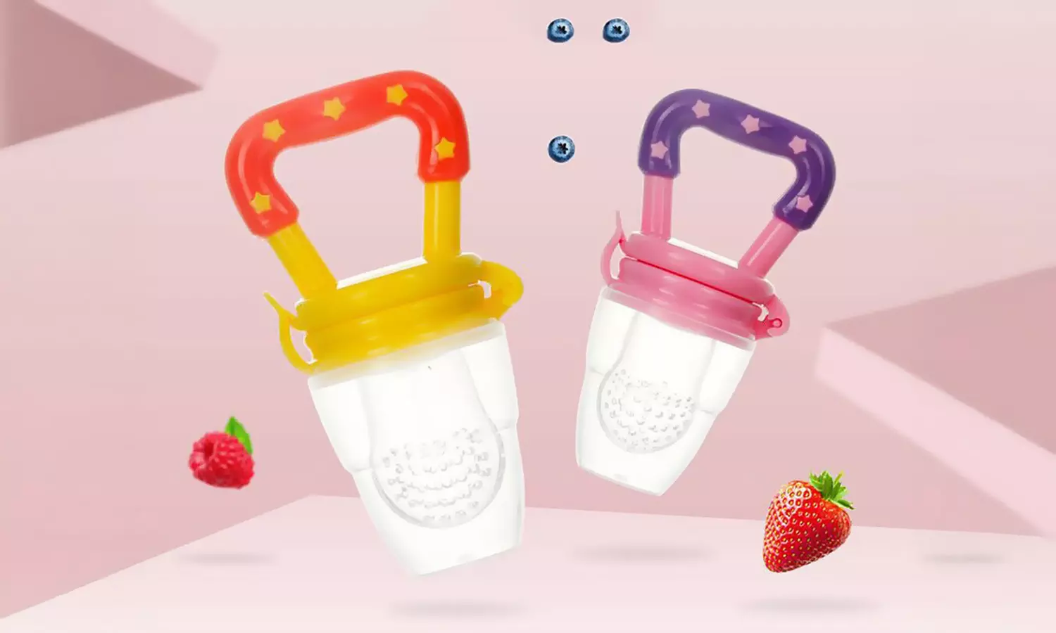 3 Pack Baby Food Feeder Fruit Silicone Nipple Teething Toy Soother Pacifier