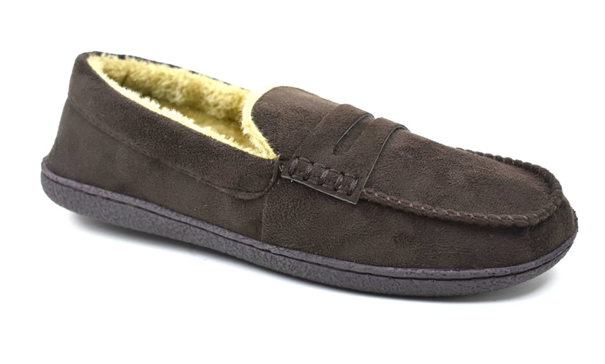 Image 4: Men's Fleece Lined Slippers