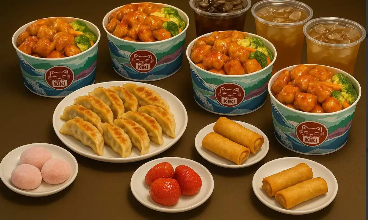 1, 3 or 5 Kiki Bowls with Potstickers, Eggrolls, Desserts, and Drinks