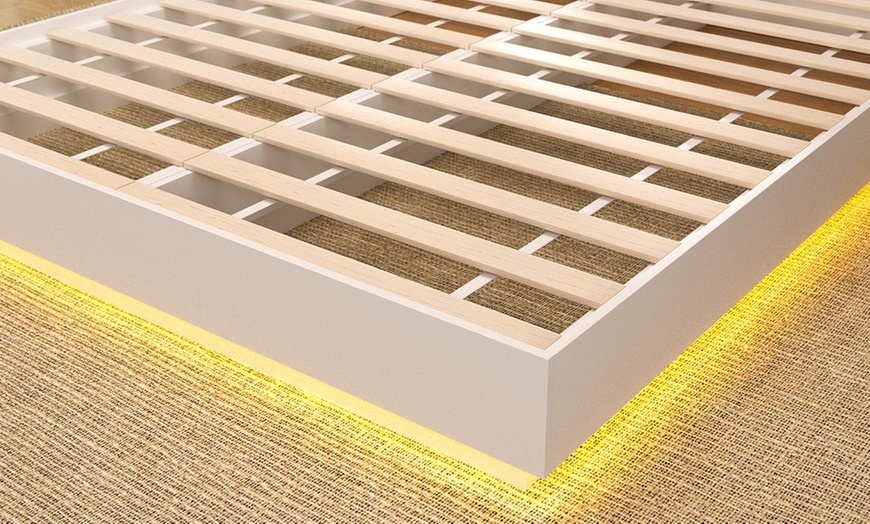 Image 5: Artiss Double Bed Frame with 16-Colour LED Light