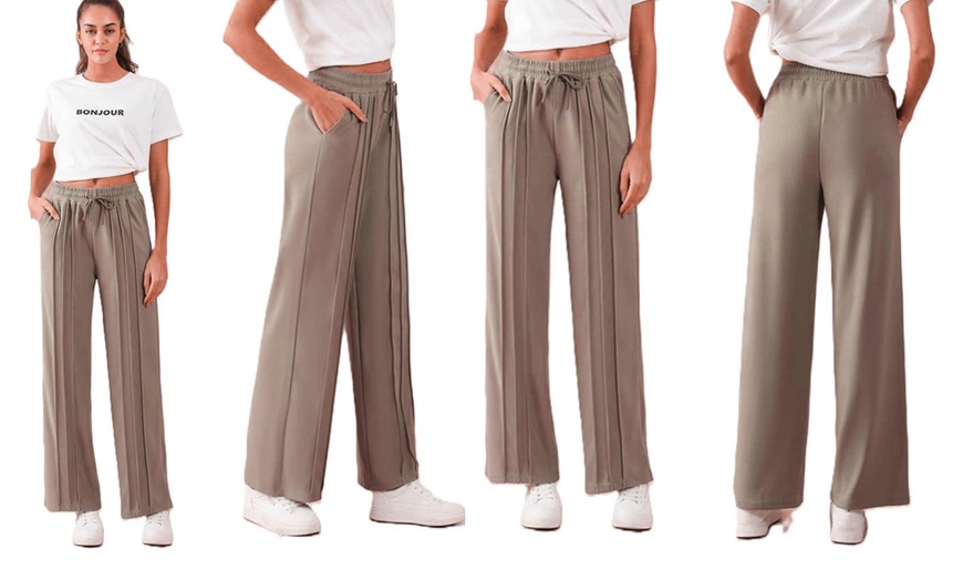 Image 5: Plain and Seam Front Wide Leg Trousers