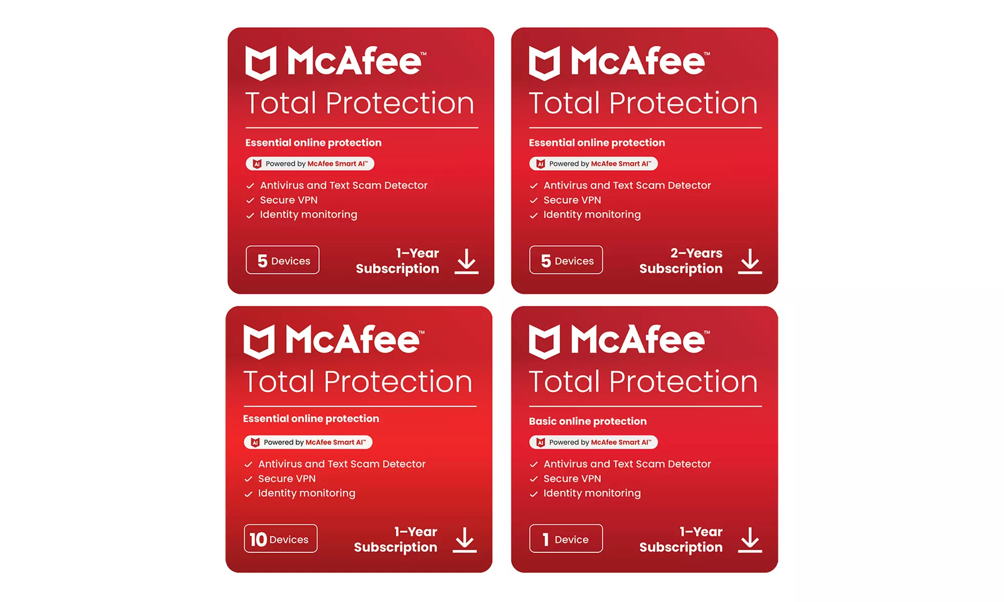 McAfee Total Protection 1, 5, or up to 10 Devices | 1-or 2-years