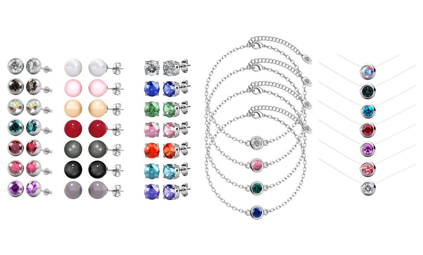 Image 1: 1, 2, 3 of 4 sieradensets met Oostenrijkse kristallen of parels