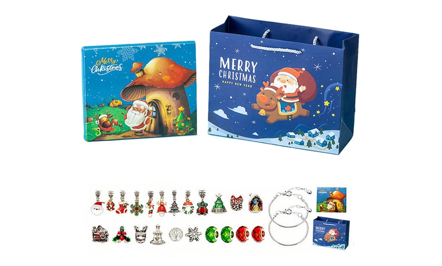 Image 2: 24-Day Christmas Advent Calendar Bracelet Making Kit