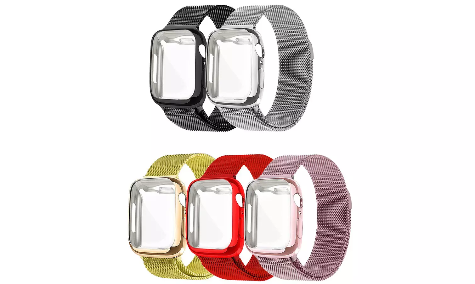 Magnetic Mesh Milanese Band W/ Screen Protector Bumper Case For Apple Watch