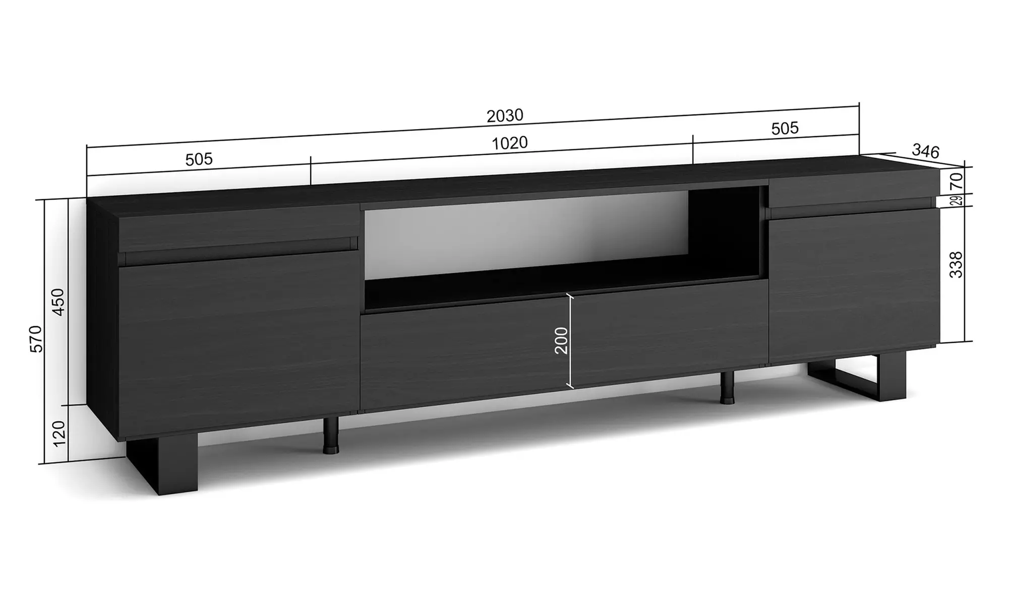 TV-Schrank mit/ohne LED-Elektrokamin