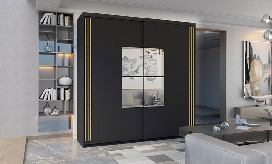 Image 1: Moscow Sliding Wardrobe with Central Mirror 