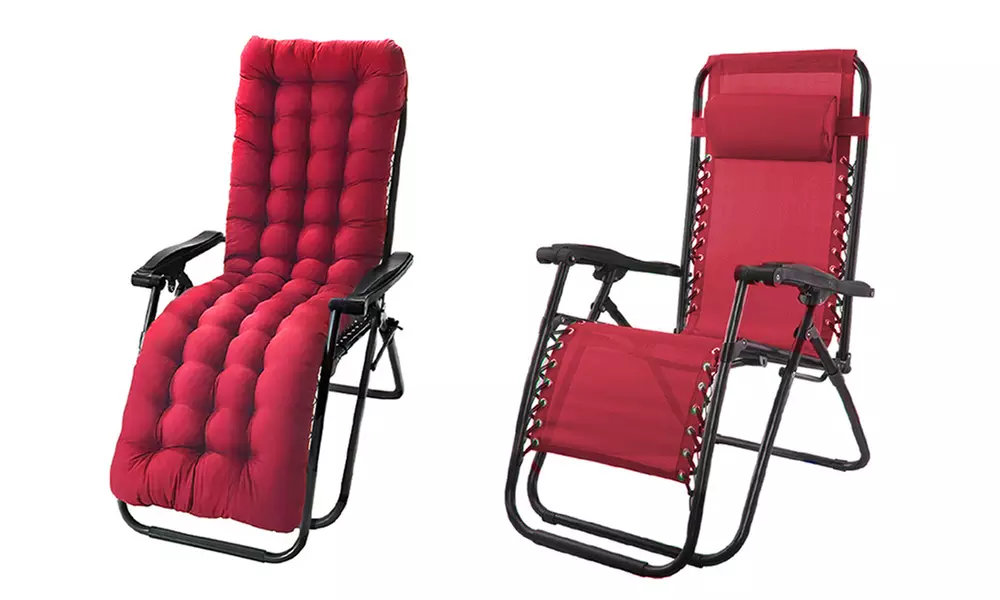 Chaise pliante avec coussin et dossier inclinable