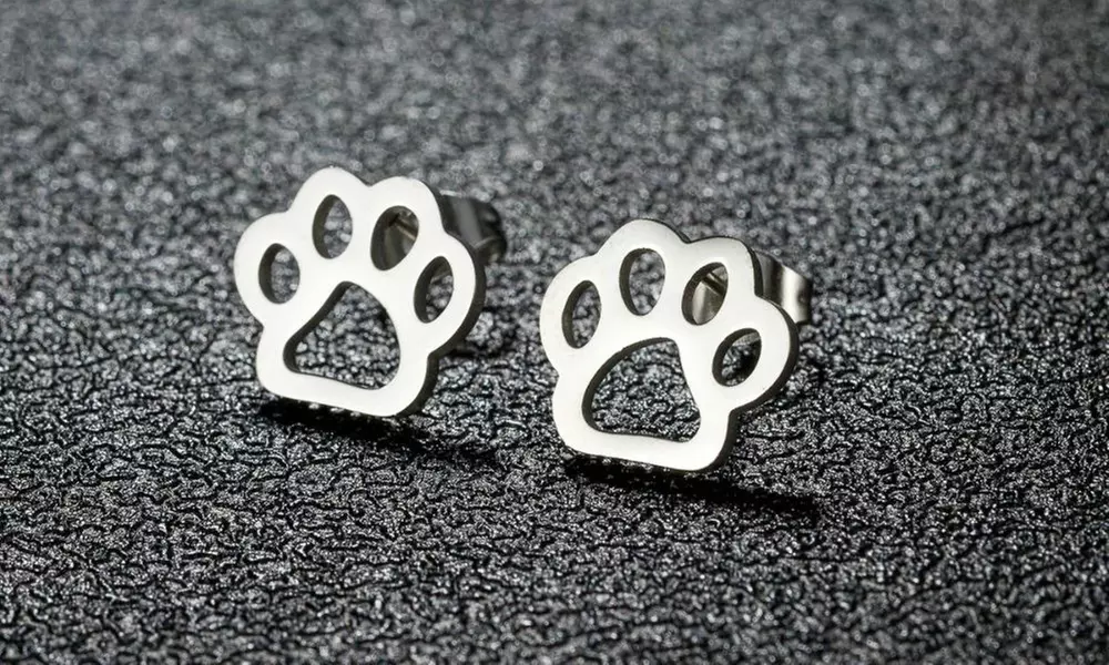 Stainless Steel Paw Print Fashion Stud Earrings - Multiple Options