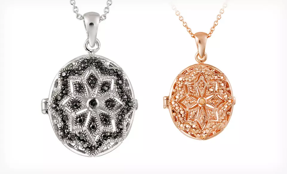 $15.99 for a Diamond-Accent Locket Necklace ($89.99 List Price). Four Styles Available. Free Shipping and Free Returns. - Second Medium