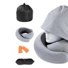 Image 2: Memory Foam Hooded Neck Pillow