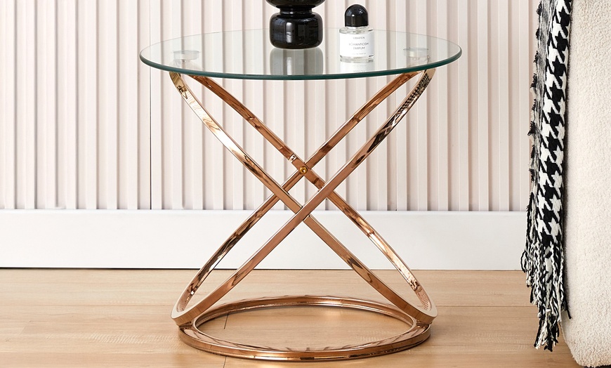 Image 7: Isabella Round Tempered Glass Coffee and Lamp or Side Table 