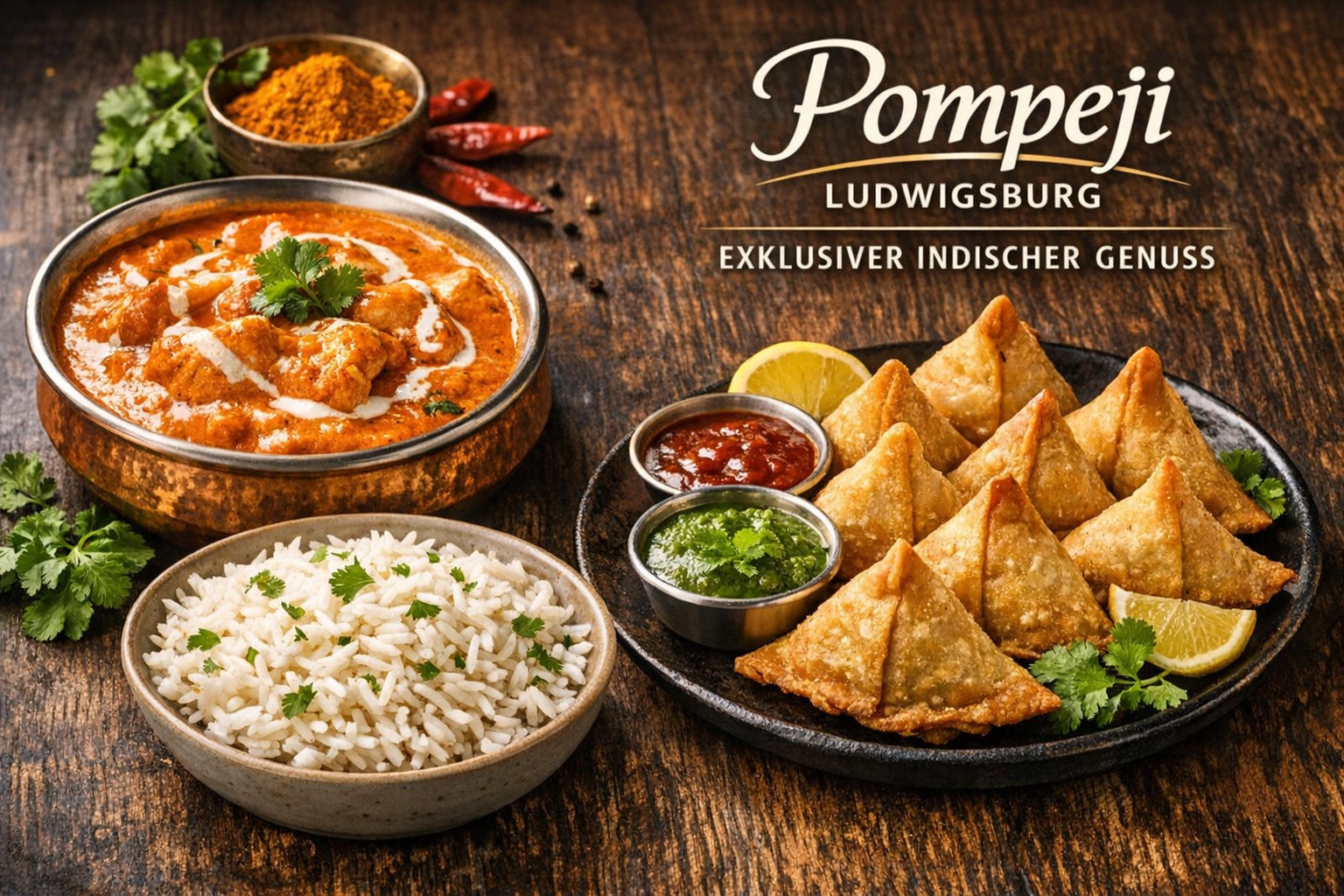 Indisches 3-Gänge-Menü für 2 oder 4 Personen