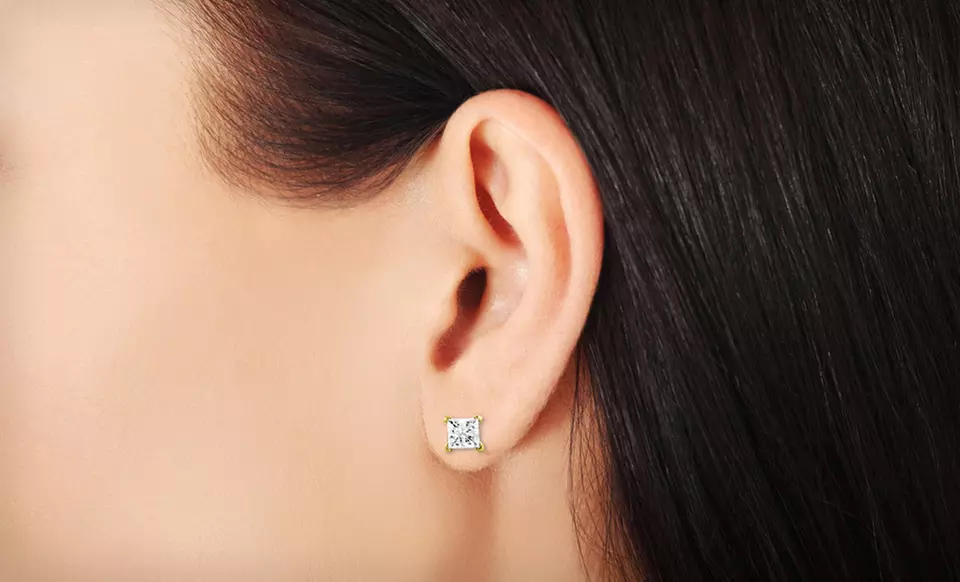 Princess-Cut Diamond Stud Earrings (Up to 47% Off). Six Styles Available. Free Shipping and Free Returns. - Second Medium