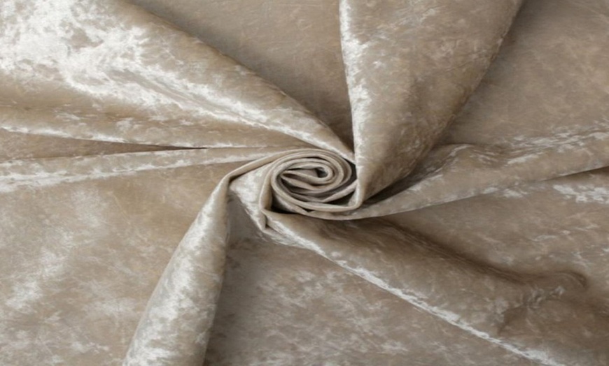 Image 4: Houston Bed Frame, Elegant Crushed Velvet or Plush Fabric