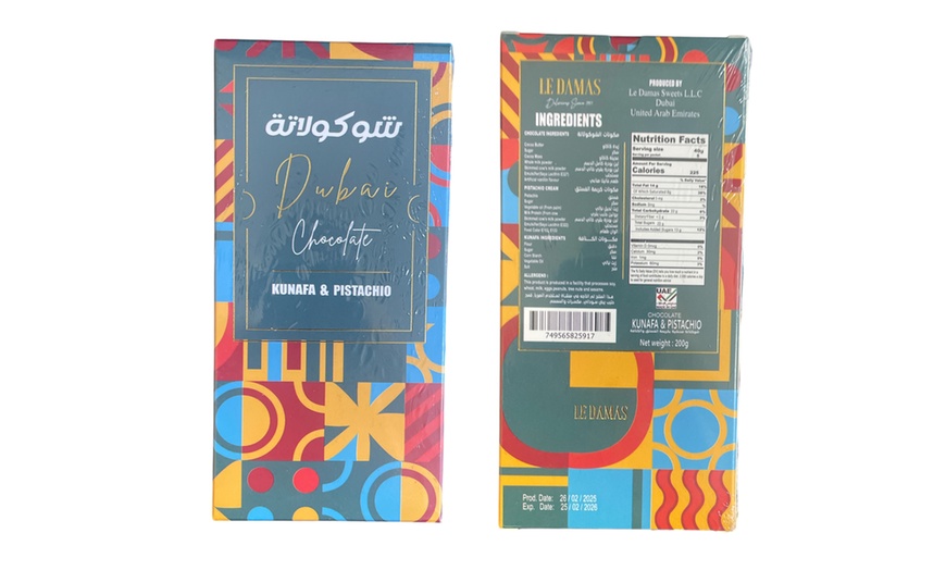 Image 2: Pack of Two Dubai Chocolate with Pistachio Cream and Kunafe Filling
