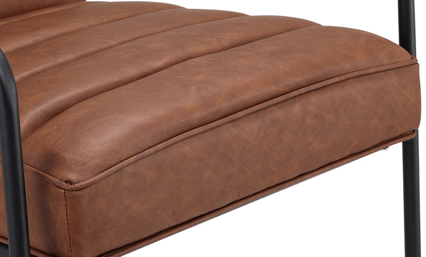 Image 5: Living And Home Tan Armchair with Metal Frame