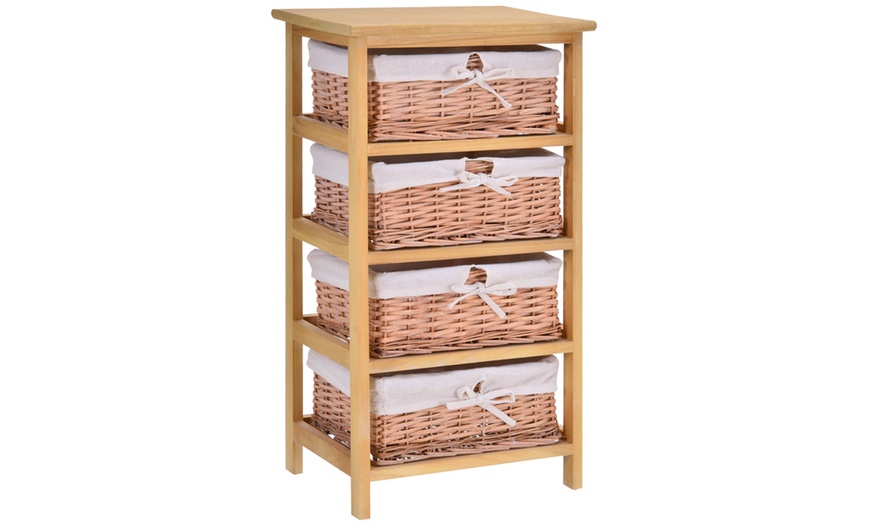 Image 10: HomCom Wicker Basket Drawers
