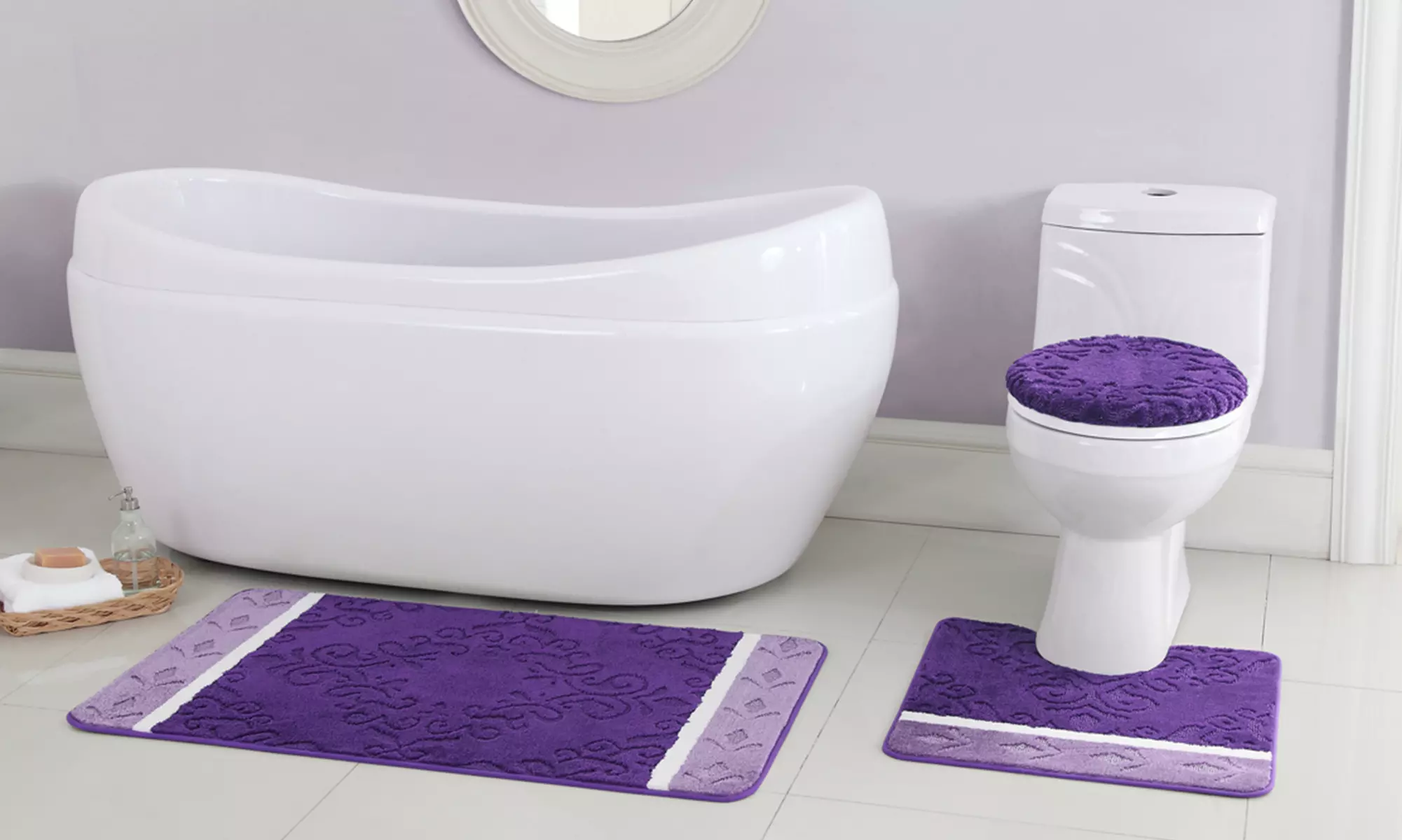 Sculpted Microfiber Bath Rug Set (3-Piece) - Second Medium