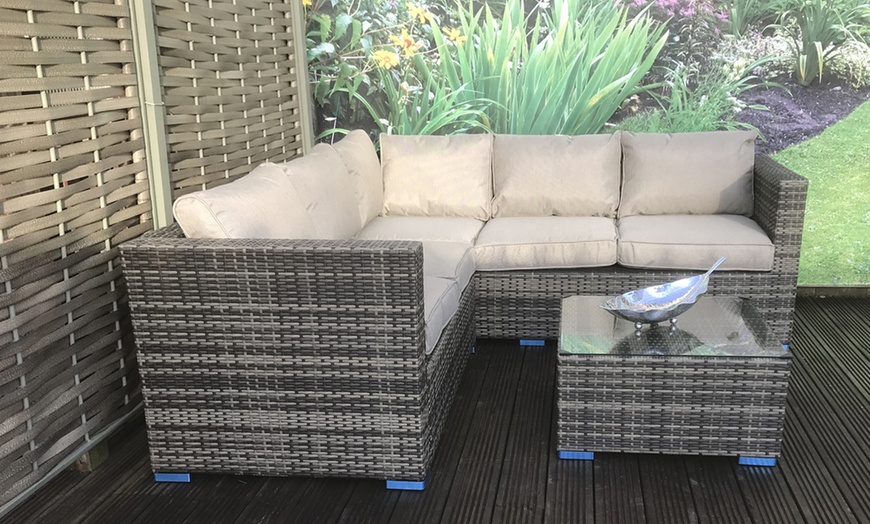 Image 3: Rattan-Effect Dining Sofa Set